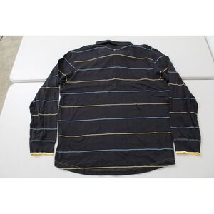 686 Scandal and a Half Mens XL Long Sleeve Polo Shirt Black Striped Cotton Blend